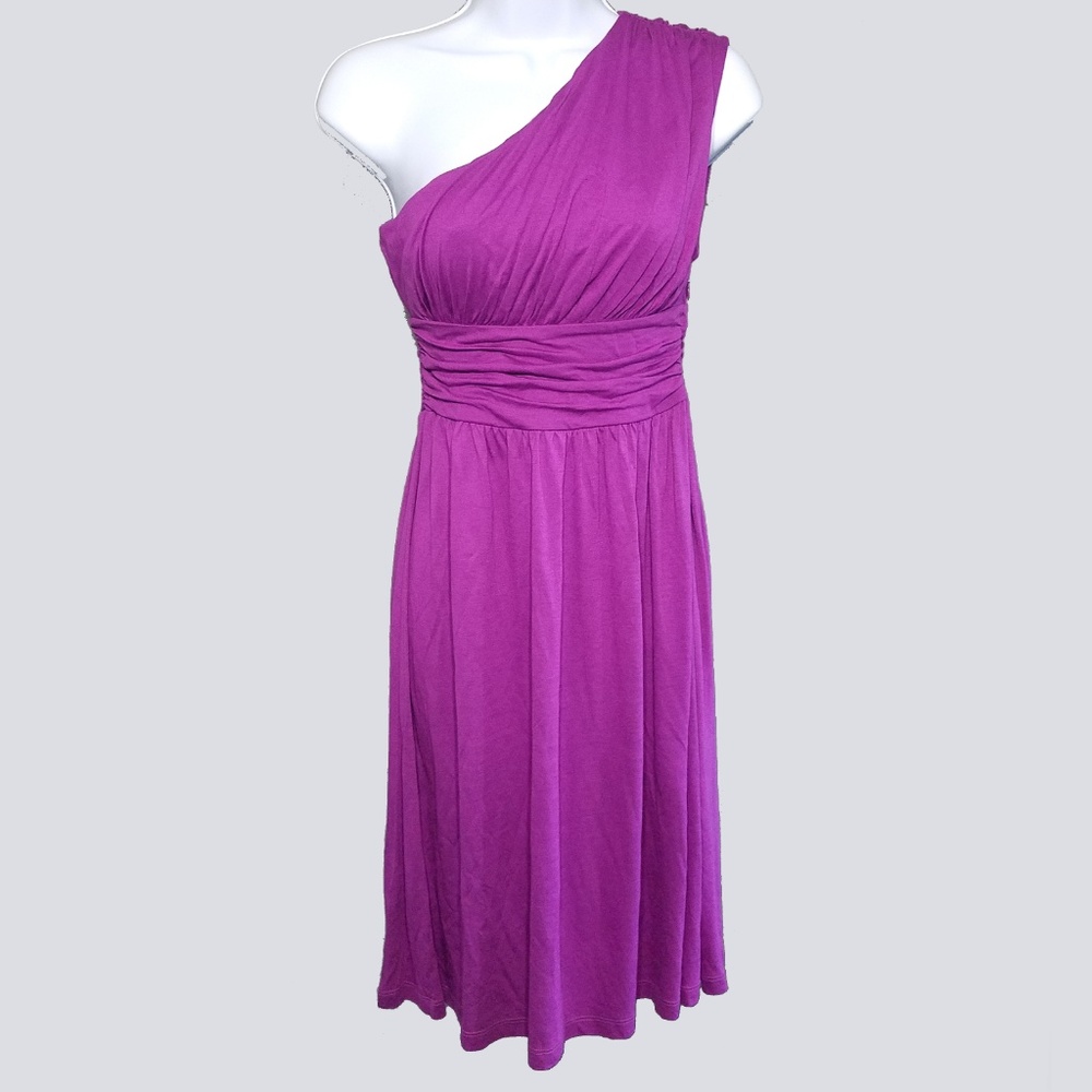 Loft One Shoulder Ruched Waist Dress